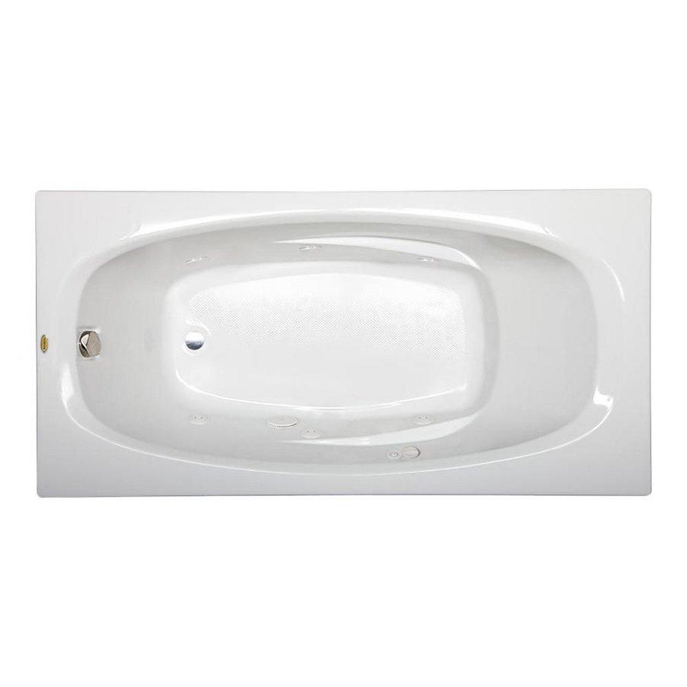 JACUZZI&reg; White 72 x 36 in. 6-Jet Acrylic Rectangle Skirted Whirlpool Bathtub with Right Drain and Manual On or Off 