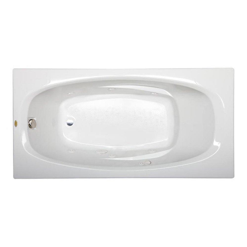 JACUZZI&reg; White 72 x 36 in. 6-Jet Acrylic Rectangle Skirted Whirlpool Bathtub with Left Drain and Manual On or Off 