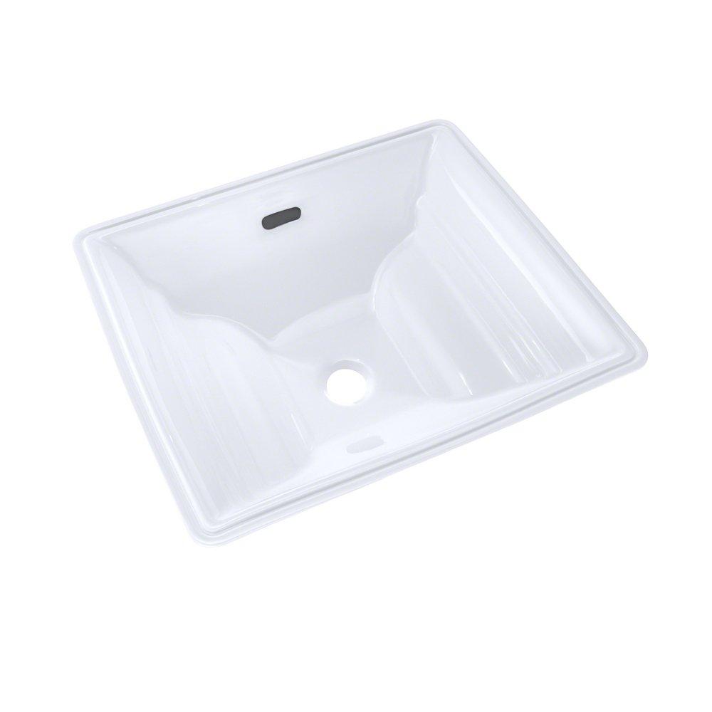 TOTO Cotton 19 x 17 in. No Hole 1-Bowl Undermount Vitreous China Rectangular Bathroom Sink with Center Drain 