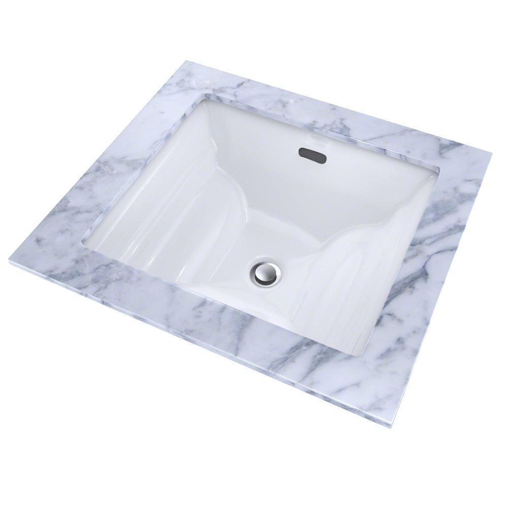 TOTO Cotton 19 x 17 in. No Hole 1-Bowl Undermount Vitreous China Rectangular Bathroom Sink with Center Drain 
