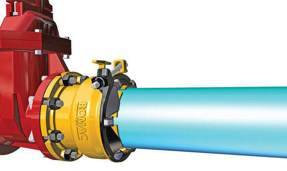 Romac Industries Ductile Iron Cast Iron Pipe, HDPE Pipe and PVC Pipe Restrained Flange Adapter 