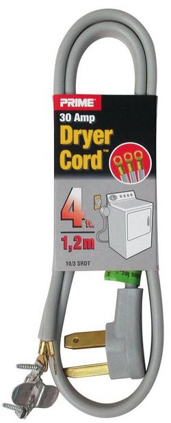 30 Amp 4 ft. 3 Wire 120/250V Dryer Cord