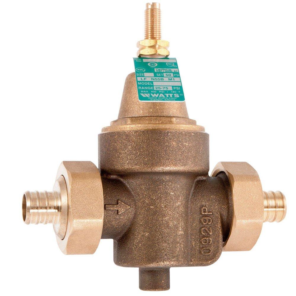 Watts 400 psi Brass Double Union PEX Pressure Reducing Valve 