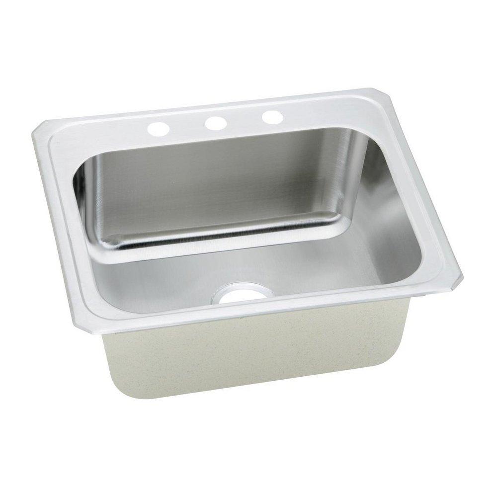 Elkay Brushed Satin 25 x 22 in. 1 Hole Stainless Steel Single Bowl Drop-in Kitchen Sink 