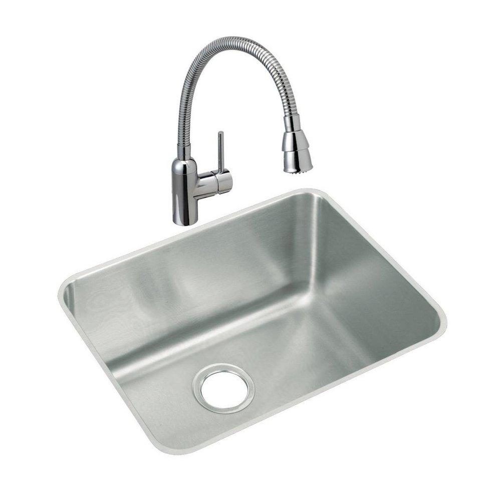 Elkay Lustrous Satin 23-1/2 x 18-1/4 in. No Hole Stainless Steel Single Bowl Undermount Kitchen Sink 