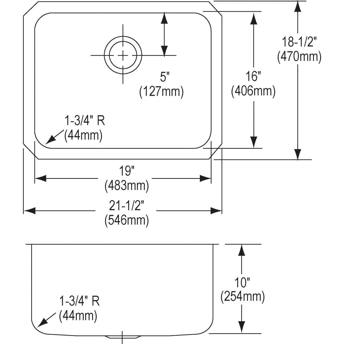 Elkay Lustrous Satin 21-1/2 x 16 in. No Hole Copper Single Bowl Undermount Kitchen Sink 