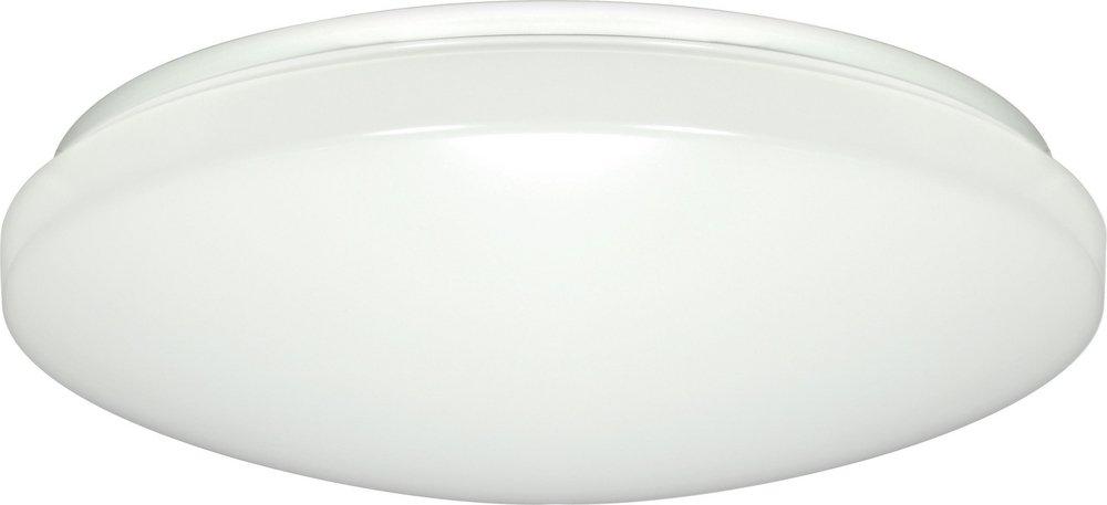 NUVO White 14 in. 17.5W 1-Light 3000K LED Disc Flush Mount Ceiling Fixture 