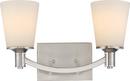 NUVO Brushed Nickel 2-Light Vanity with White Glass 