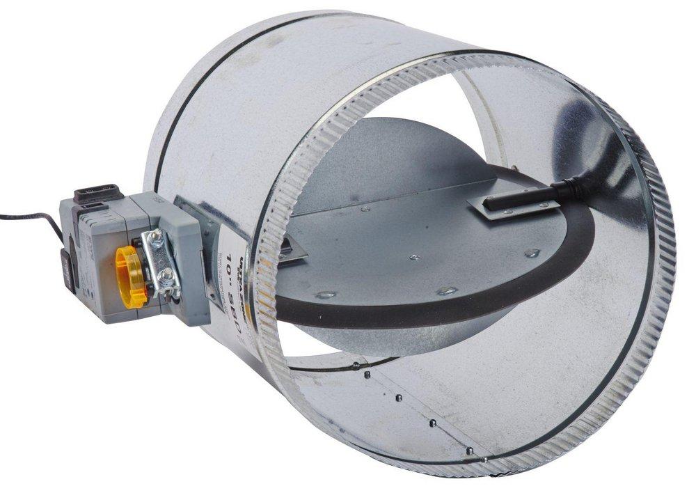 EWC Controls Silver 24V Steel Round Smart Static Pressure Bypass Damper 