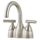 Deck Mount Centerset Bathroom Sink Faucet with Double Lever Handle and High Arc Spout in Brushed Nickel