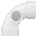 White PVC DWV 90&deg; Long Turn Elbow with 2 