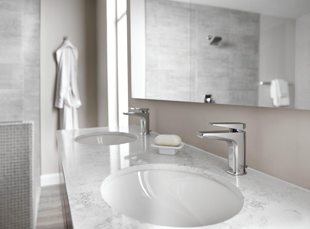 Moen Chrome Single Handle Monoblock Bathroom Sink Faucet 