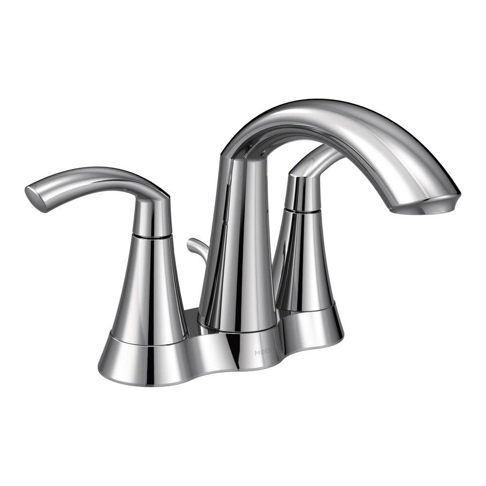 Moen Glyde™ Two Handle Centerset Bathroom Sink Faucet in Chrome