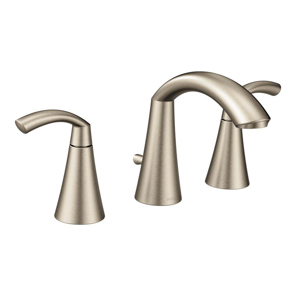 Moen Brushed Nickel Two Handle Widespread Bathroom Sink Faucet 