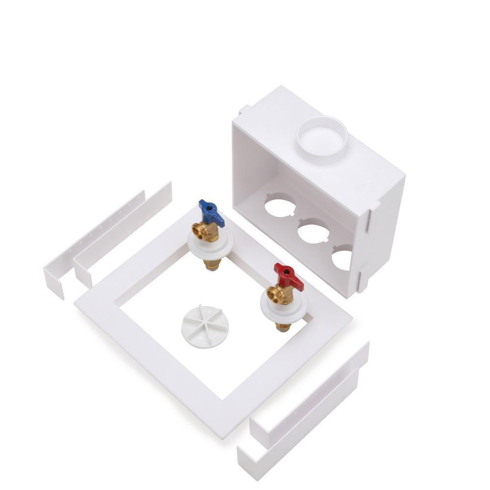 Oatey&reg; White 9-43/100 in x 9-61/100 in x 3-73/100 in Washing Machine Supply Box 