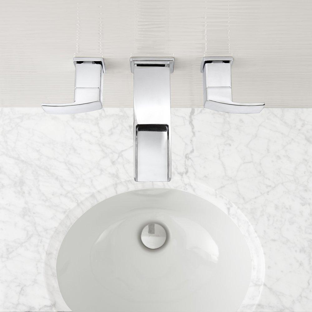 Pfister Polished Chrome 3-Hole Bath Faucet with Double Lever Handle and 7-5/16 in. Spout Reach 