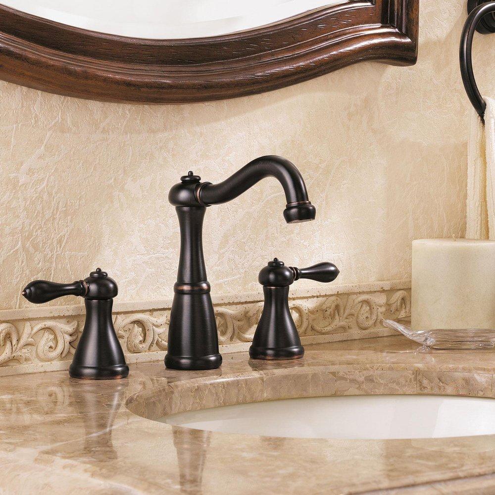 Pfister Tuscan Bronze Two Handle Widespread Bathroom Sink Faucet 