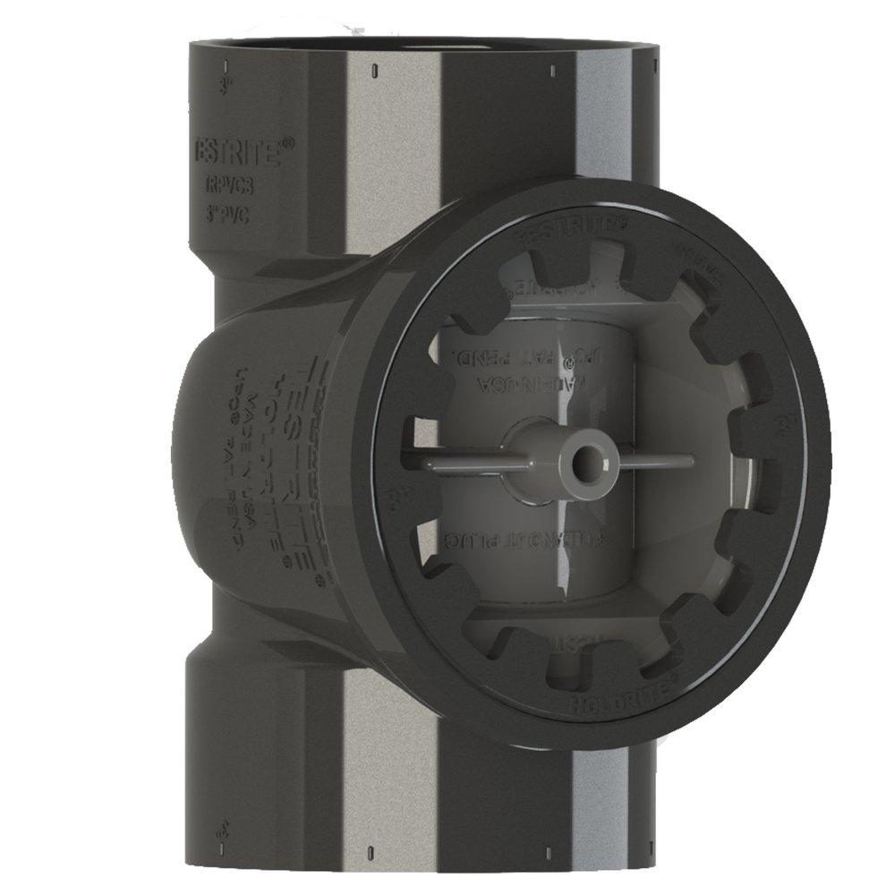 HoldRite&trade; Black DWV ABS Cleanout Tee with Brass Insert Plug 