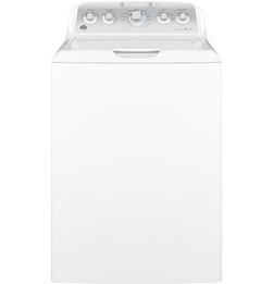 27 in. 4.4 cu. ft. Electric Top Load Washer in White on White/Silver Backsplash