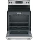 GE&reg; Stainless Steel/Black 29-7/8 in. Dual Fuel 4-Burner Radiant Smoothtop Freestanding Range 