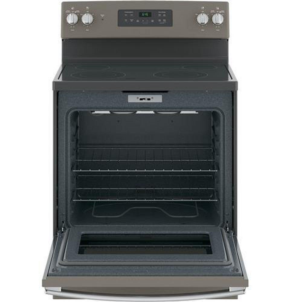 GE&reg; Fingerprint Resistant Slate 29-7/8 in. Electric 4-Burner Radiant Smoothtop Freestanding Range 