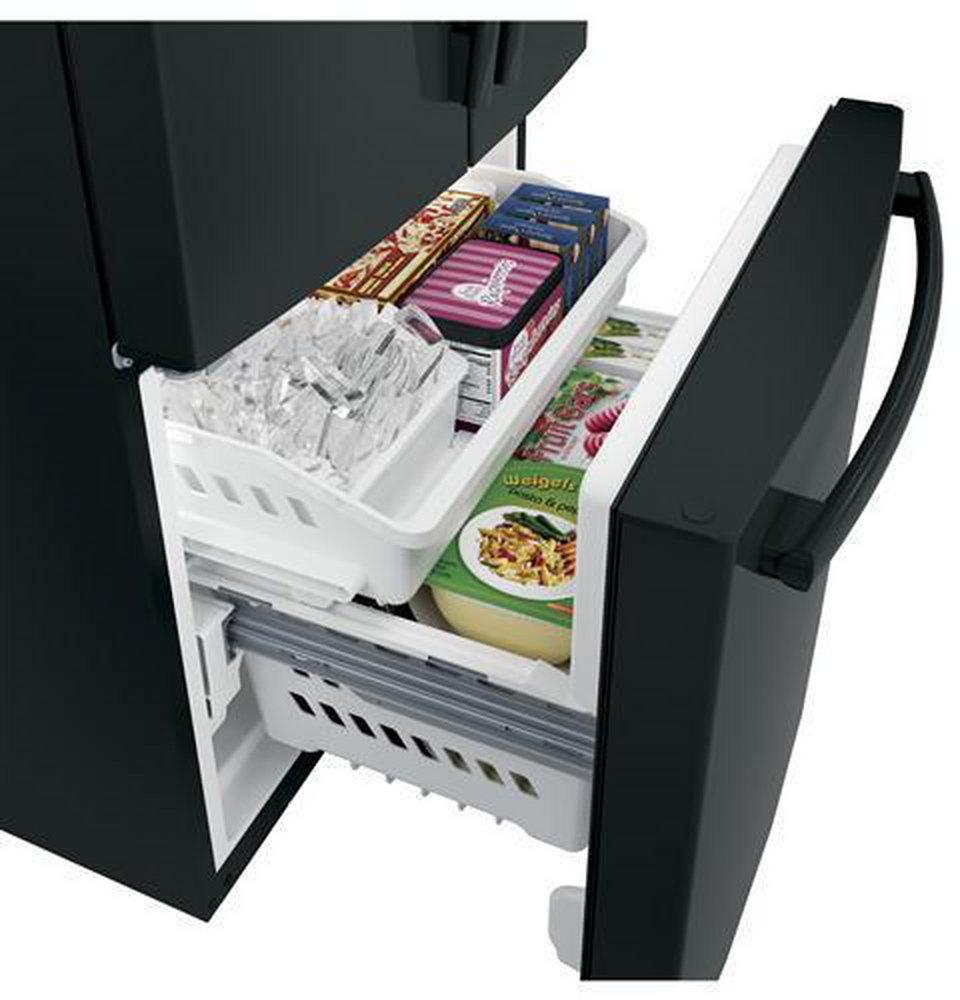GE&reg; Black 32-3/4 in. 17.44 cu. ft. French Door Refrigerator 