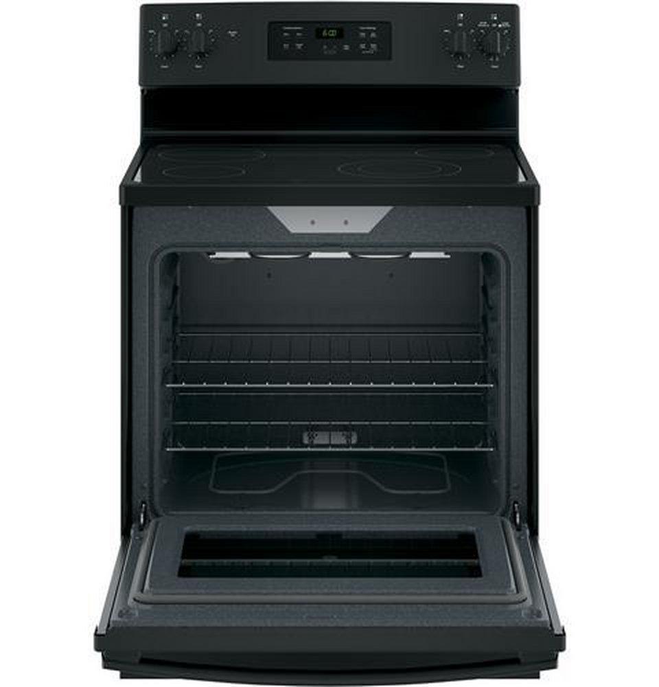 GE&reg; Black 29-7/8 in. Electric 4-Burner Radiant Smoothtop Freestanding Range 