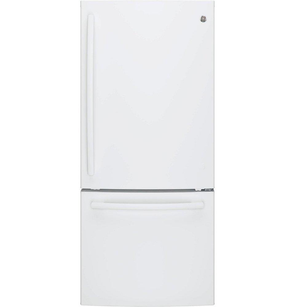 GE&reg; White 29-3/4 in. 14.93 cu. ft. Bottom Mount Freezer Refrigerator 