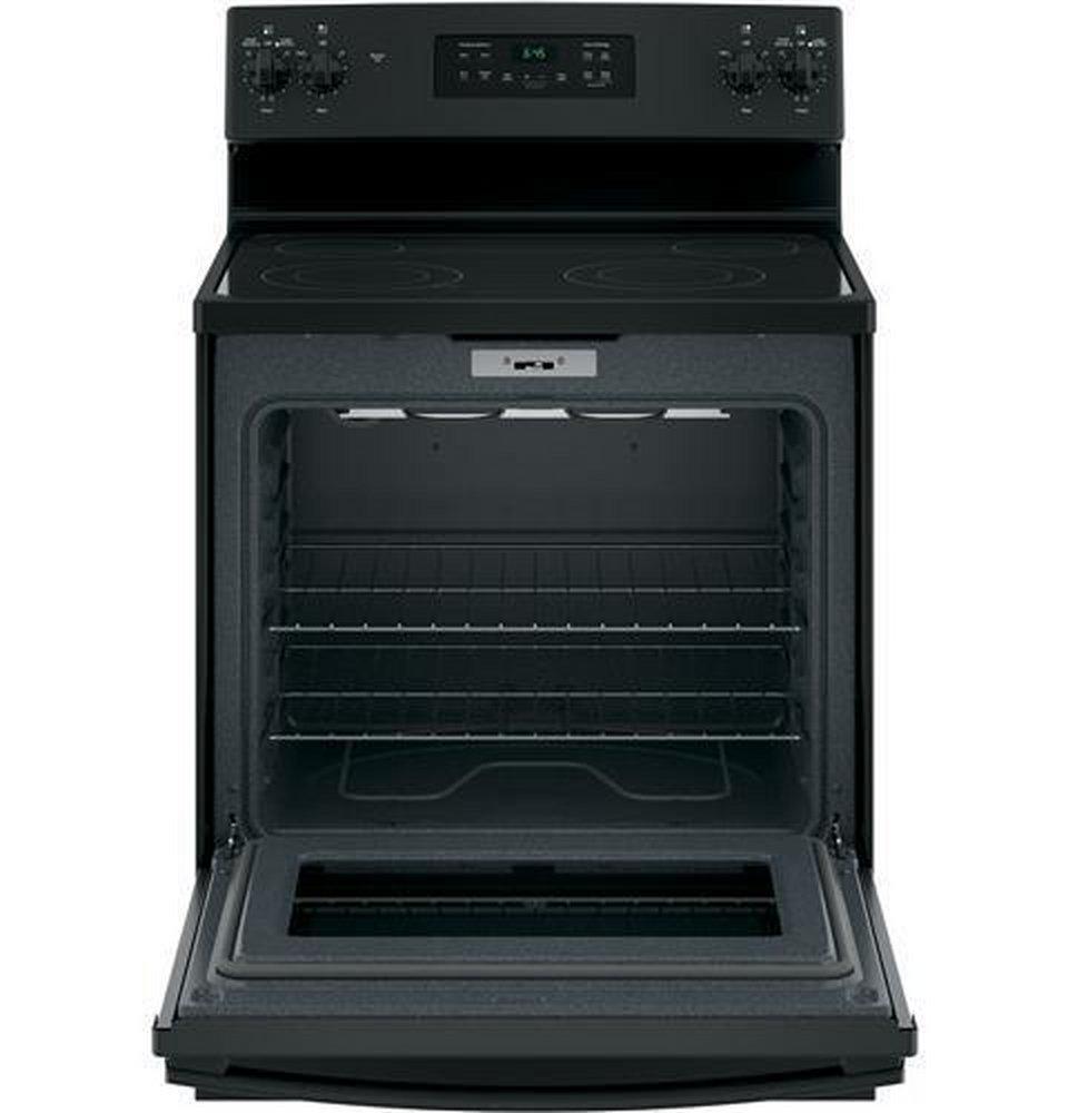GE&reg; Black 29-7/8 in. Electric 4-Burner Radiant Smoothtop Freestanding Range 