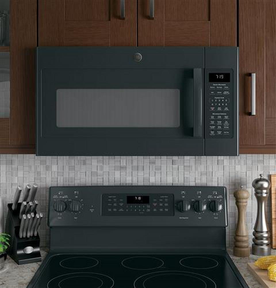 GE&reg; Black 1.9 cu. ft. 1000 W Recirculating Over-the-Range Microwave 