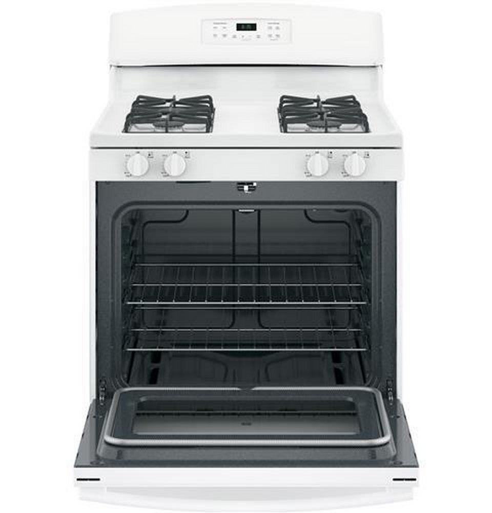 GE&reg; White 30 in. Gas 4-Burner Sealed Freestanding Range 