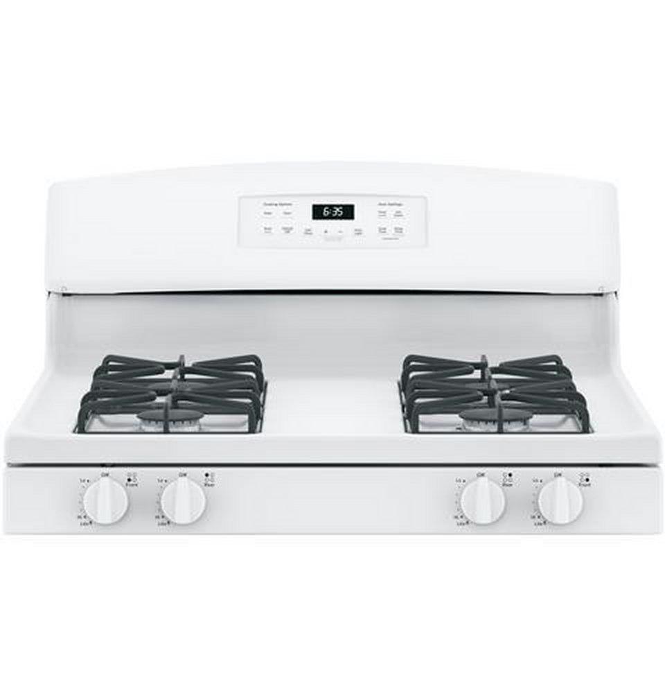 GE&reg; White 30 in. Gas 4-Burner Sealed Freestanding Range 