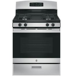 30 in. Gas 4-Burner Sealed Freestanding Range with 4.8 Cu Ft Oven Capacity in Stainless Steel / Black