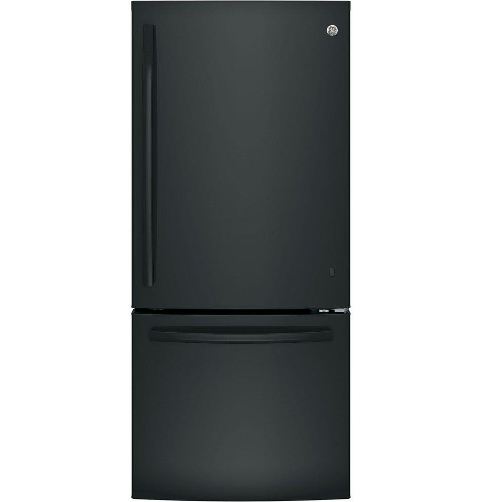 GE&reg; High Gloss Black 29-3/4 in. 14.92 cu. ft. Bottom Mount Freezer Refrigerator 