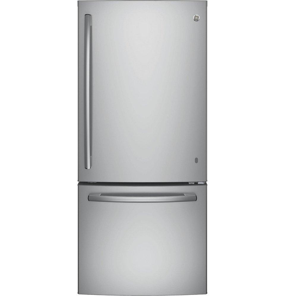 GE&reg; Stainless Steel 29-3/4 in. 20.96 cu. ft. Bottom Mount Freezer Refrigerator 