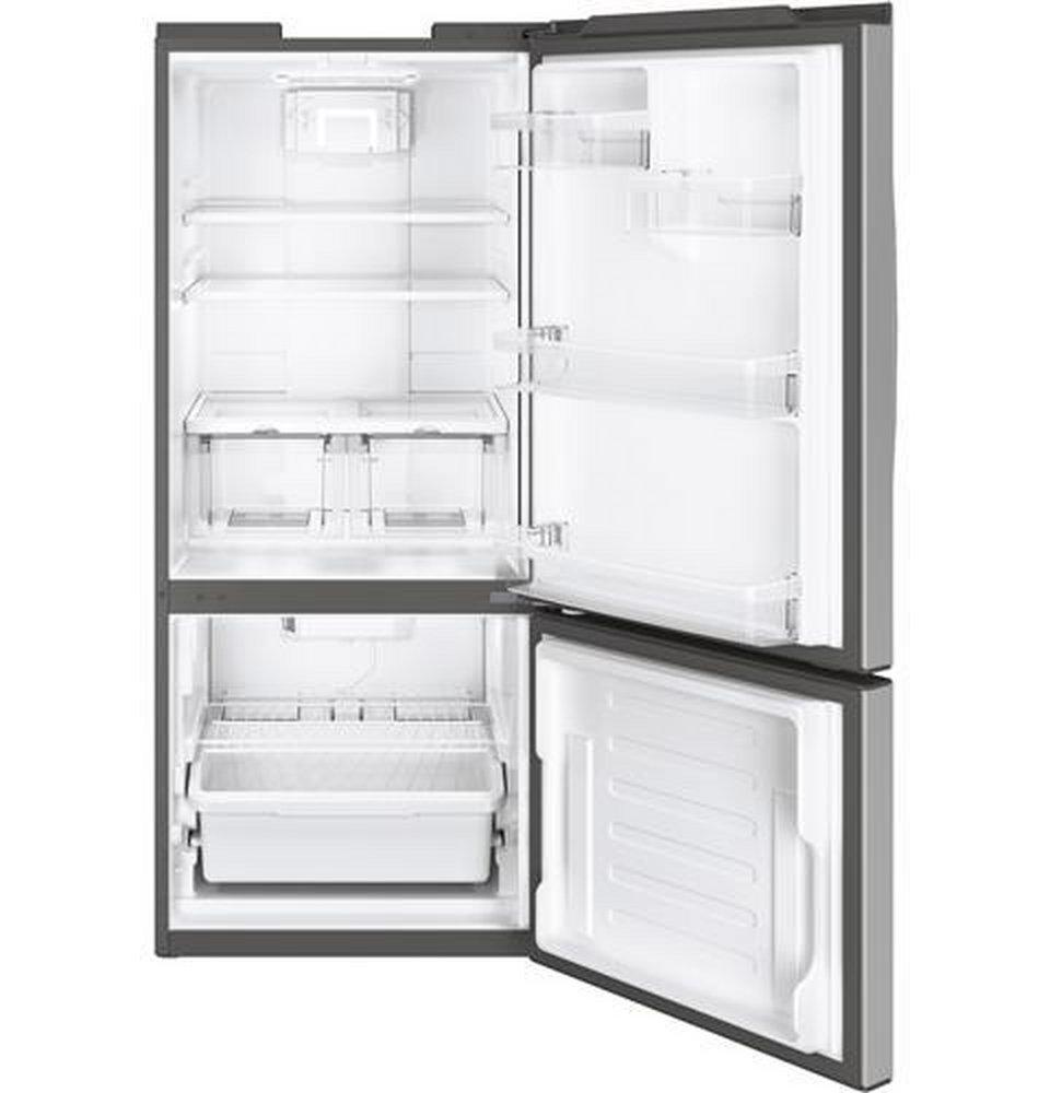 GE&reg; Stainless Steel 29-3/4 in. 20.96 cu. ft. Bottom Mount Freezer Refrigerator 