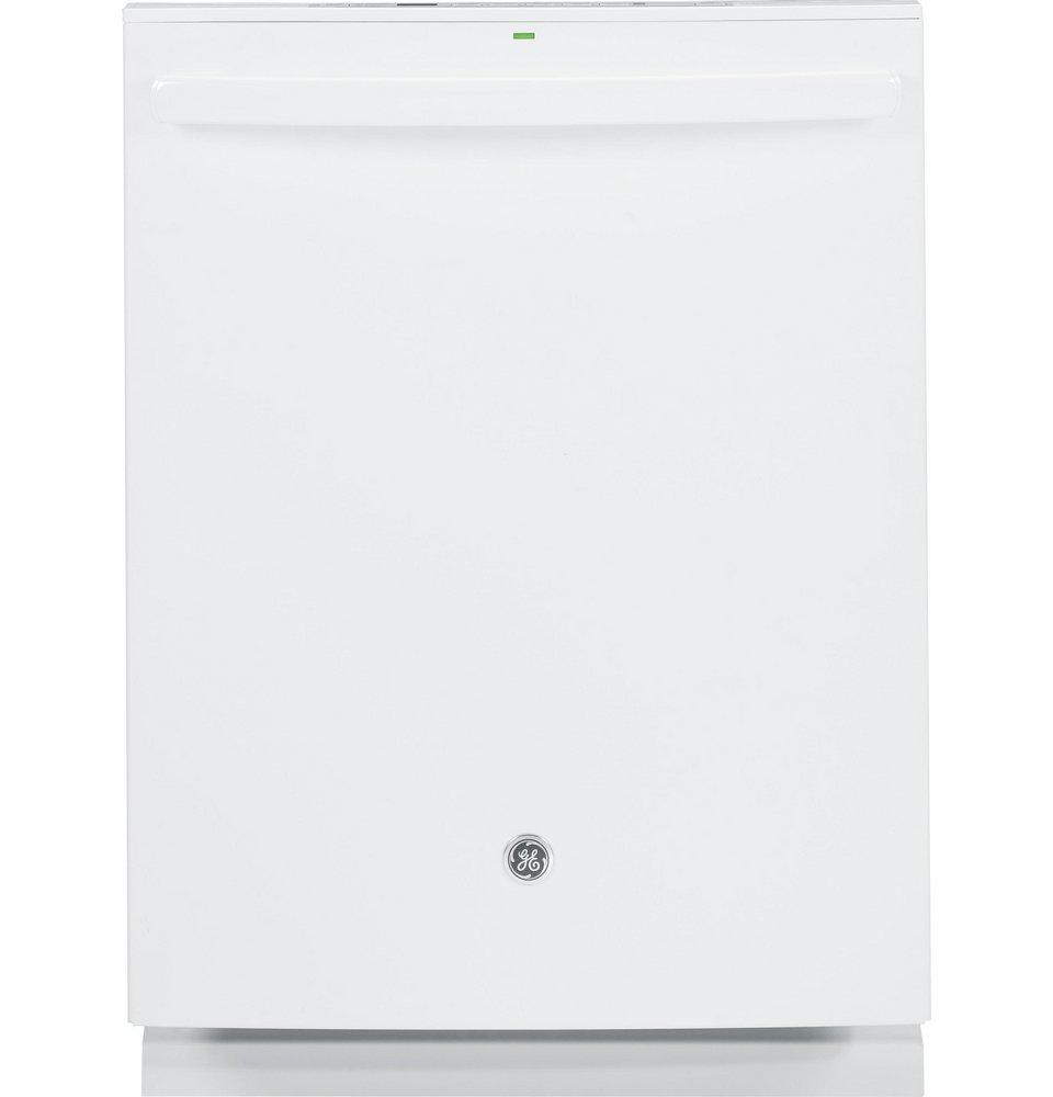 GE&reg; White 45dB Interior Dishwasher with Hidden Control 