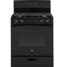 GE&reg; Black 30 in. Gas 5-Burner Sealed Freestanding Range 
