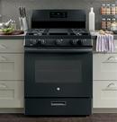 GE&reg; Black 30 in. Gas 5-Burner Sealed Freestanding Range 