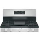 GE® Stainless Steel/Black 30 in. Gas 5-Burner Sealed Freestanding Range 