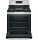 GE® Stainless Steel/Black 30 in. Gas 5-Burner Sealed Freestanding Range 