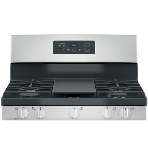 GE&reg; Stainless Steel 30 in. Gas 5-Burner Sealed Freestanding Range 