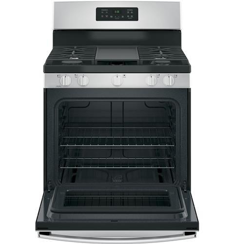 GE&reg; Stainless Steel 30 in. Gas 5-Burner Sealed Freestanding Range 