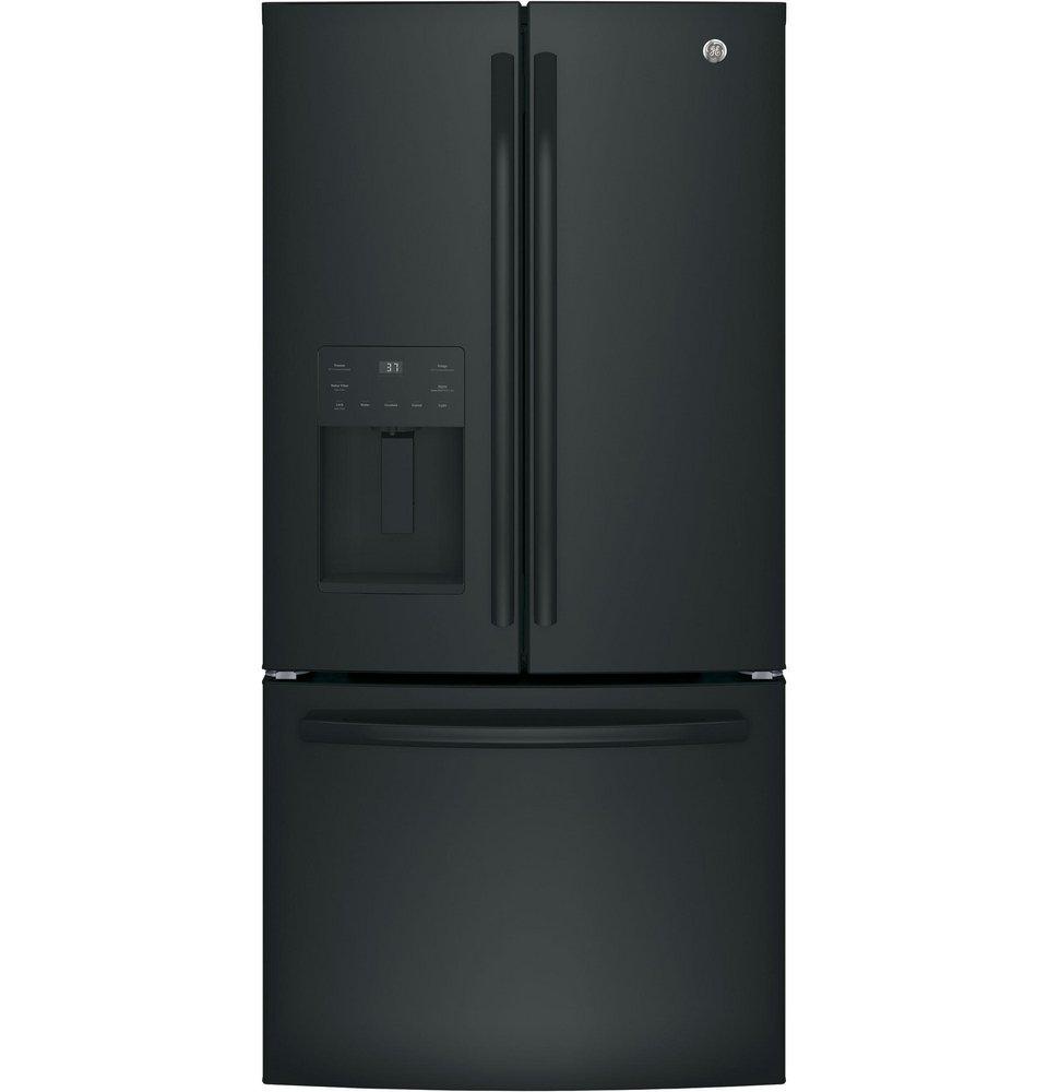 GE&reg; Black 32-3/4 in. 16.3 cu. ft. French Door Refrigerator 
