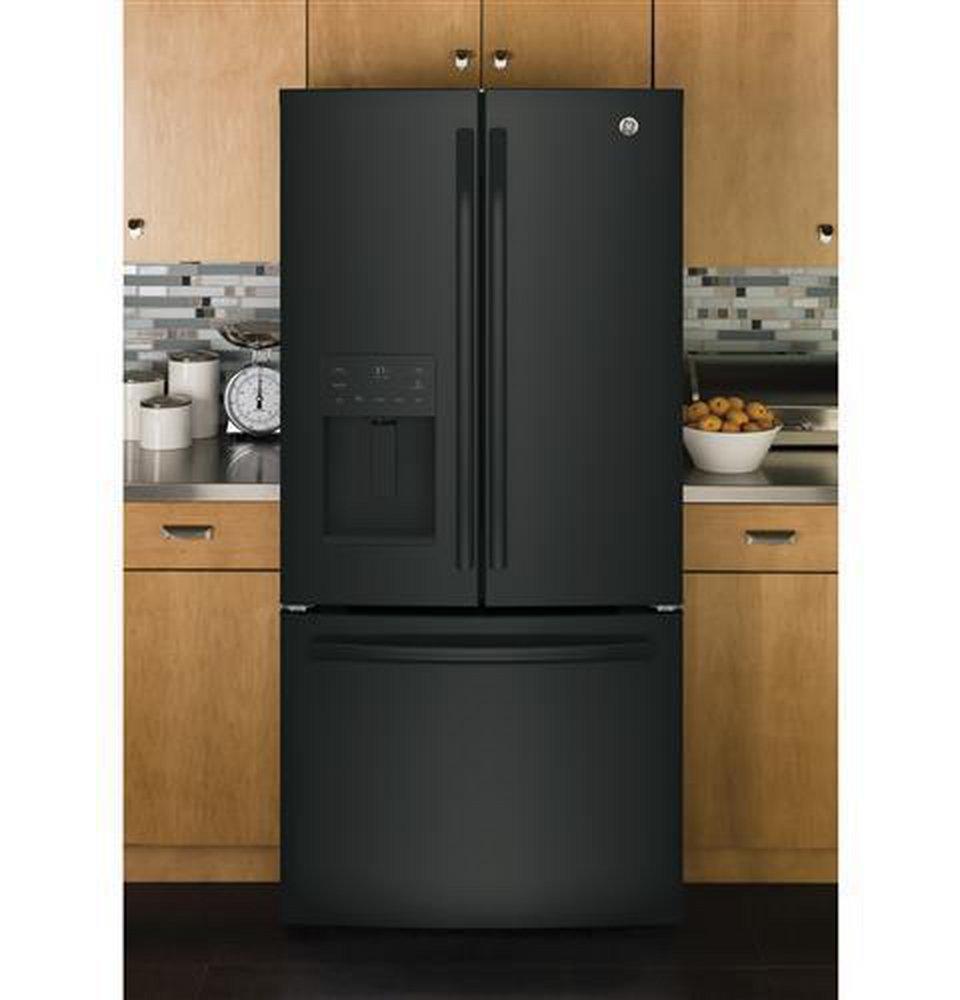 GE&reg; Black 32-3/4 in. 16.3 cu. ft. French Door Refrigerator 
