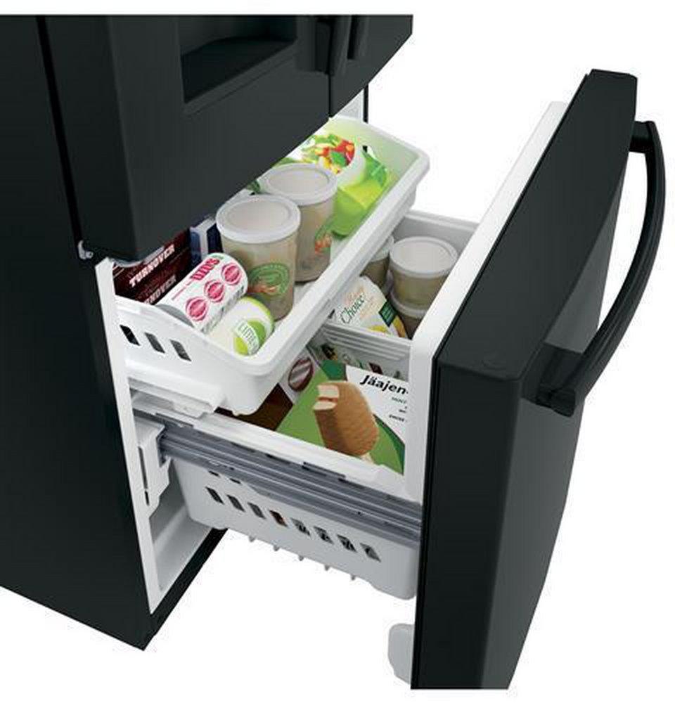 GE&reg; Black 32-3/4 in. 16.3 cu. ft. French Door Refrigerator 
