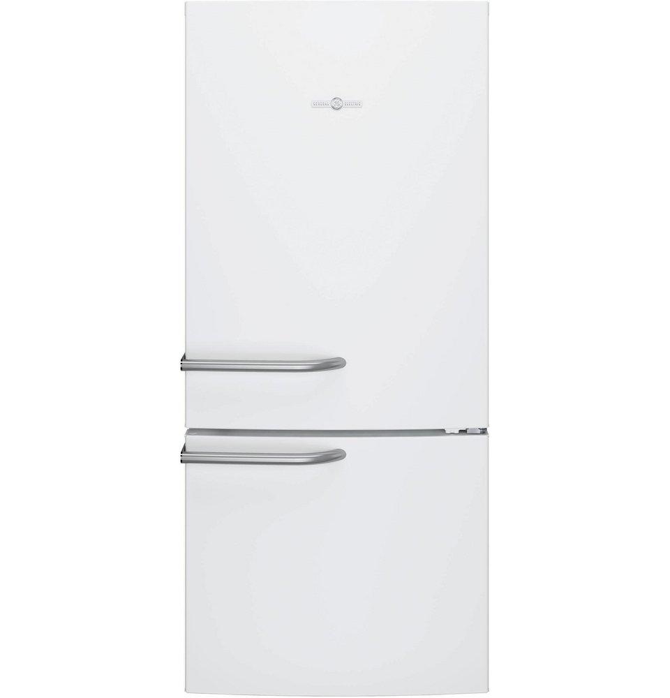 GE&reg; High Gloss White 29-3/4 in. 14.92 cu. ft. Bottom Mount Freezer Refrigerator 