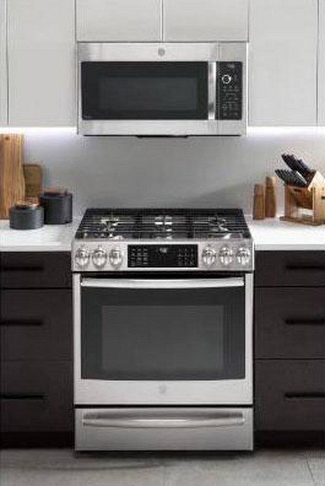 GE&reg; Stainless Steel 1.7 cu. ft. 950 W External Over-the-Range Microwave 