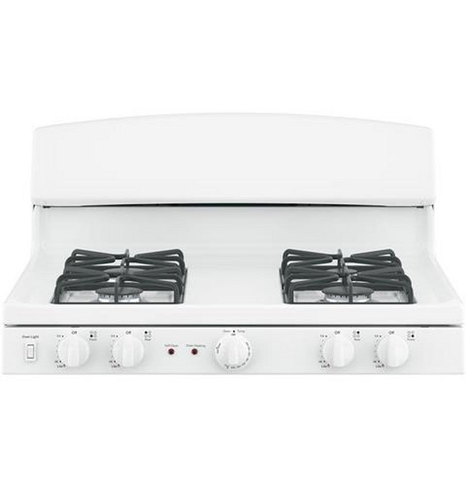 GE&reg; White 30 in. Gas 4-Burner Sealed Freestanding Range 