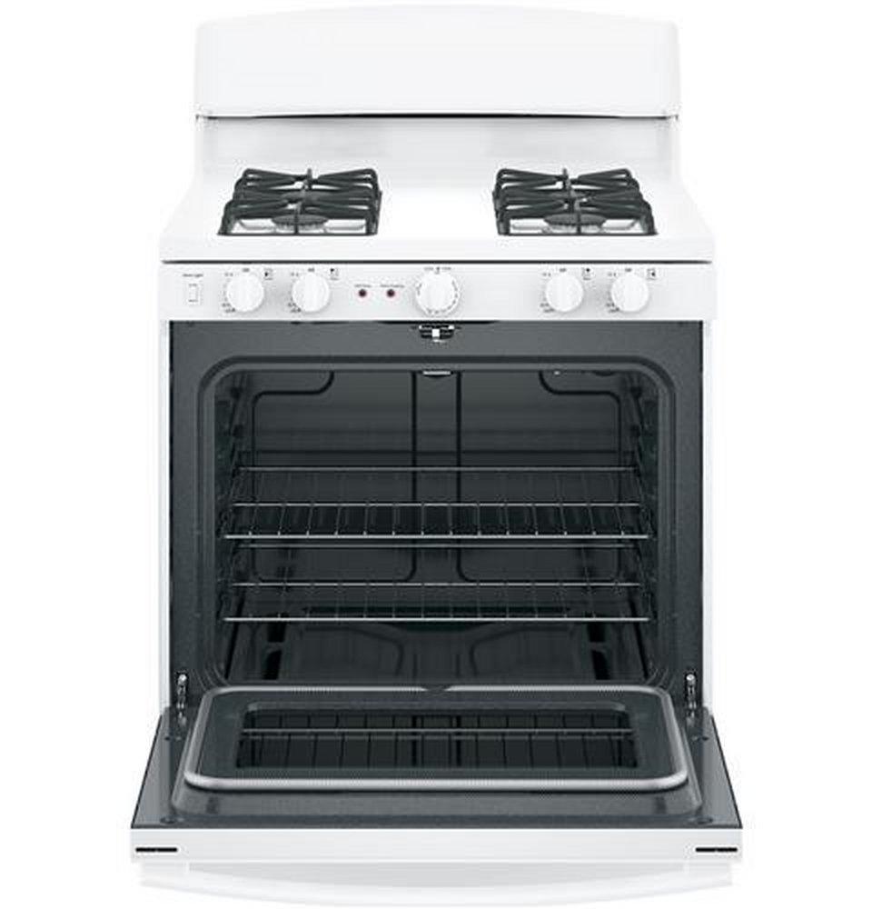 GE&reg; White 30 in. Gas 4-Burner Sealed Freestanding Range 
